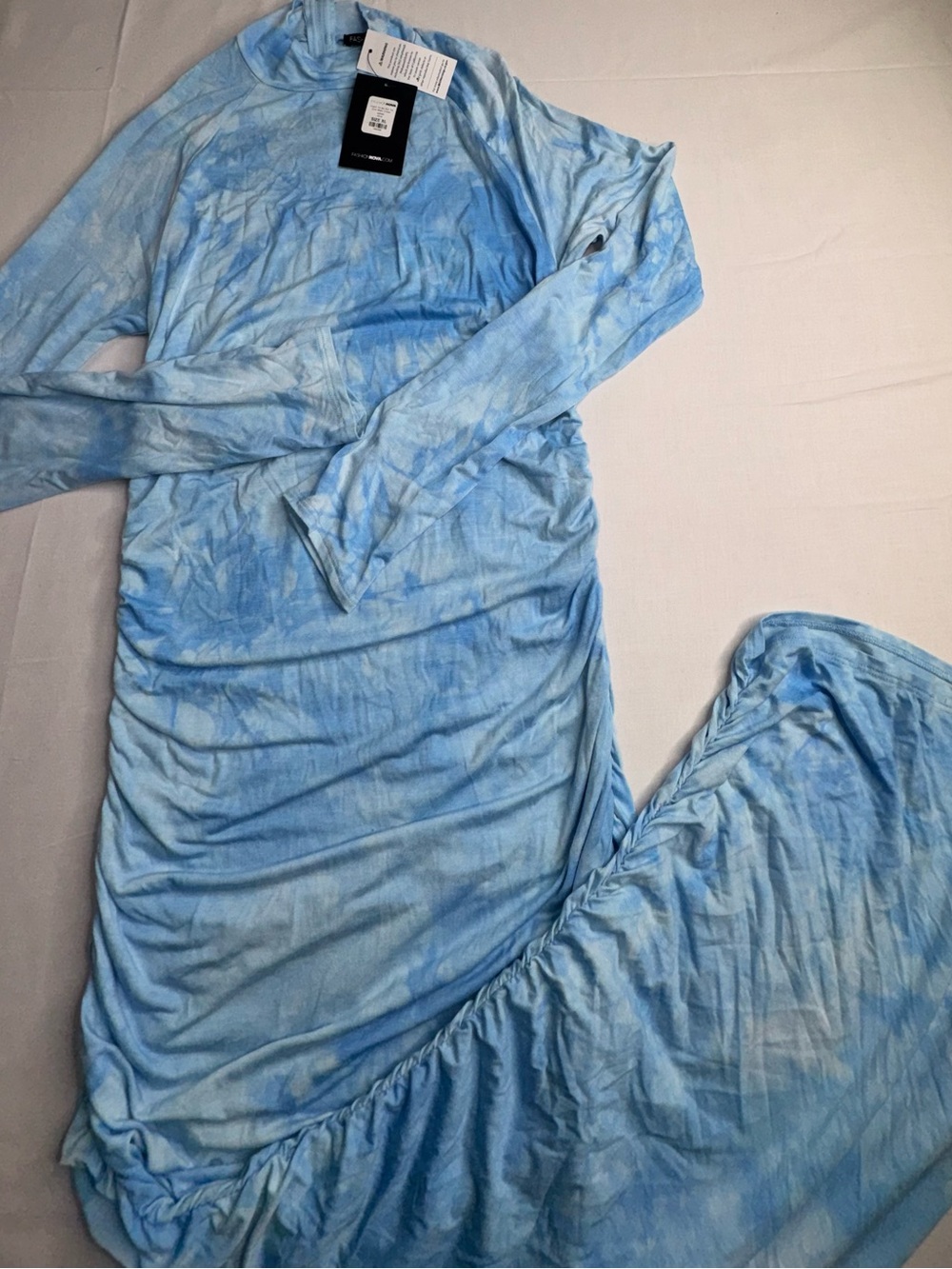 Fashion Nova Blue Tie-Dye Maxi Dress